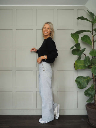 Normski Pin Striped Trousers - Black, Blue