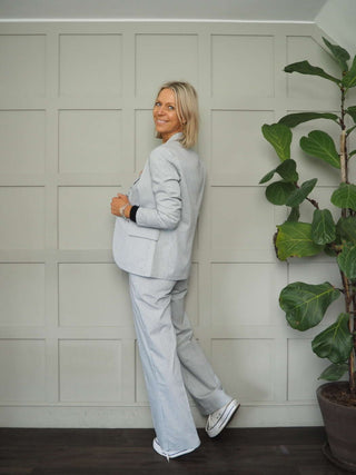 Normski Pin Striped Trousers - Black, Blue