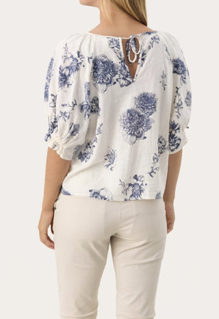 Rosalyn Blouse by Part Two - Navy Blue, Yellow