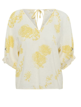 Rosalyn Blouse by Part Two - Navy Blue, Yellow