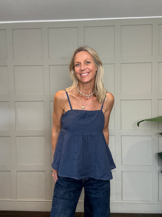 Gail Linen Camisole with Shoestring Straps - 6 Colours