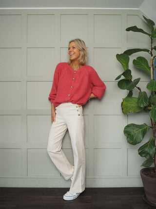 Impa Trousers with Side Button Fastening &amp; No Pockets- Khaki, Ivory, Navy Blue