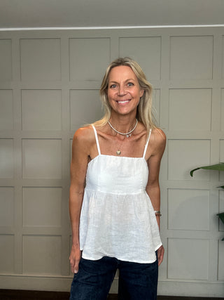 Gail Linen Camisole with Shoestring Straps - 6 Colours