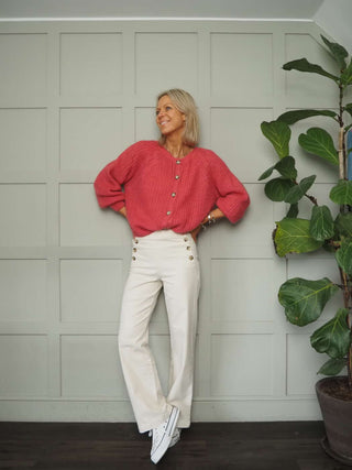 Impa Trousers with Side Button Fastening &amp; No Pockets- Khaki, Ivory, Navy Blue