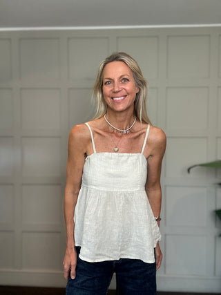 Gail Linen Camisole with Shoestring Straps - 6 Colours
