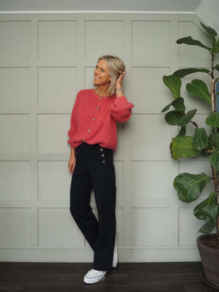 Impa Trousers with Side Button Fastening &amp; No Pockets- Khaki, Ivory, Navy Blue