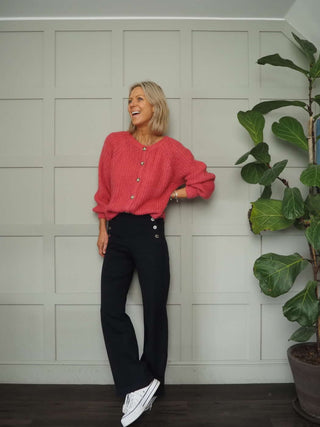 Impa Trousers with Side Button Fastening &amp; No Pockets- Khaki, Ivory, Navy Blue