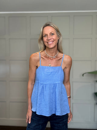 Gail Linen Camisole with Shoestring Straps - 6 Colours