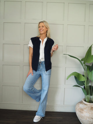 Genie Zip Front Sleeveless Cardigan - 7 Colours