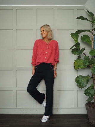 Impa Trousers with Side Button Fastening &amp; No Pockets- Khaki, Ivory, Navy Blue