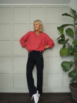 Impa Trousers with Side Button Fastening &amp; No Pockets- Khaki, Ivory, Navy Blue