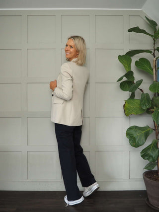 Impa Trousers with Side Button Fastening &amp; No Pockets- Khaki, Ivory, Navy Blue