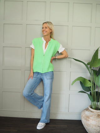 Genie Zip Front Sleeveless Cardigan - 7 Colours