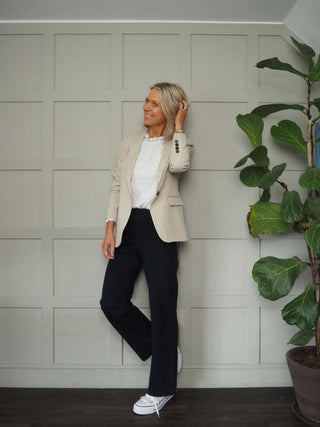 Impa Trousers with Side Button Fastening &amp; No Pockets- Khaki, Ivory, Navy Blue