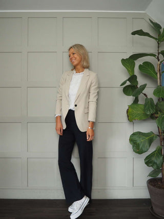 Impa Trousers with Side Button Fastening &amp; No Pockets- Khaki, Ivory, Navy Blue