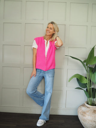 Genie Zip Front Sleeveless Cardigan - 7 Colours