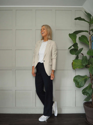 Impa Trousers with Side Button Fastening &amp; No Pockets- Khaki, Ivory, Navy Blue