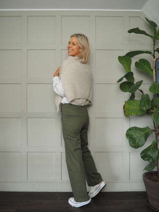 Impa Trousers with Side Button Fastening &amp; No Pockets- Khaki, Ivory, Navy Blue