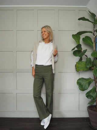 Impa Trousers with Side Button Fastening &amp; No Pockets- Khaki, Ivory, Navy Blue