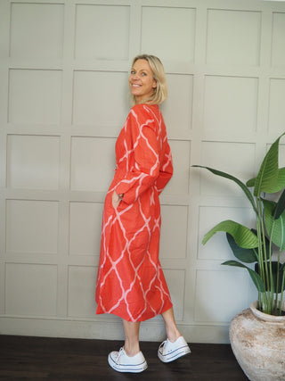 Clarette Shirt Dress - Coral/Pink