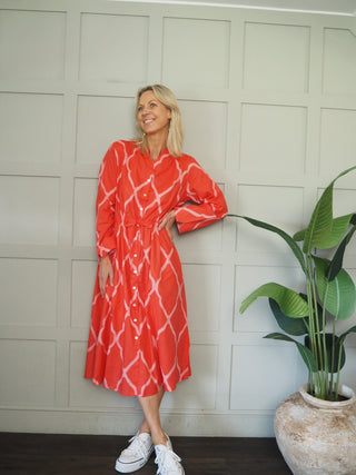 Clarette Shirt Dress - Coral/Pink