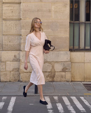 Joella Short Sleeve Broderie Anglaise Dress by Soaked - Peach Whip