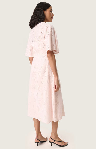 Joella Short Sleeve Broderie Anglaise Dress by Soaked - Peach Whip