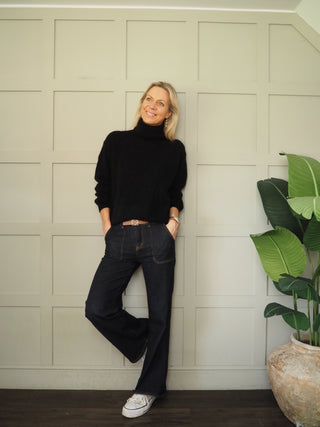 Signet Polo Neck - Black, Chocolate, Navy Blue