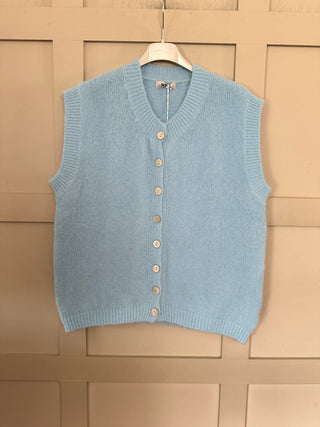 Icklesham Super Soft Sleeveless Cardigan - Baby Pink, Bright Green, Cornflower Blue, Hot Coral, Hot Pink, Navy Blue, Sky Blue