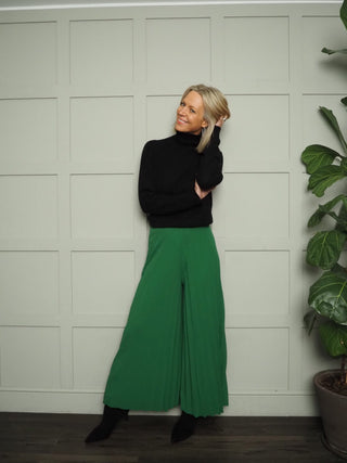 Nixi Pleated Culottes - Black, Camel, Green, Navy Blue, Pink