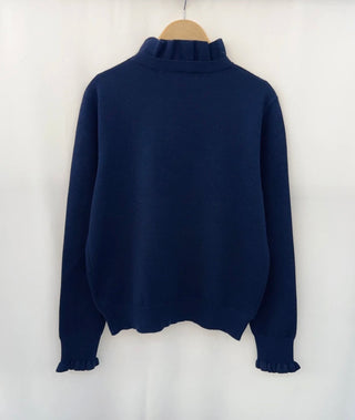 Froome Jumper with Ruffle Collar and Cuffs - Navy Blue