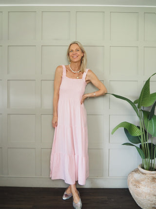 Hove Maxi Dress with Elasticated Shoulder Straps and Shirred Bodice - 10 Colours