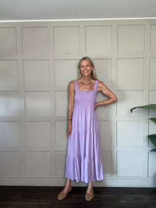 Hove Maxi Dress with Elasticated Shoulder Straps and Shirred Bodice - 12 Colours
