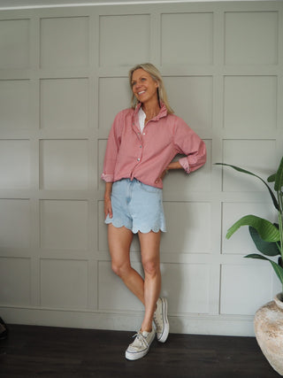 Jaime Denim Shirt/Shacket - Chocolate, Denim Blue