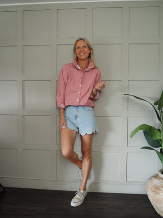 Jaime Denim Shirt/Shacket - Chocolate, Denim Blue