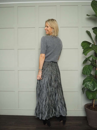 Fleur Short Sleeve Jumper with Enamel Flower Buttons on Cuffs - Khaki and Oatmeal