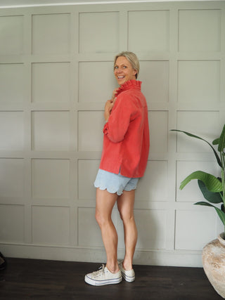 Jaime Denim Shirt/Shacket - Chocolate, Denim Blue