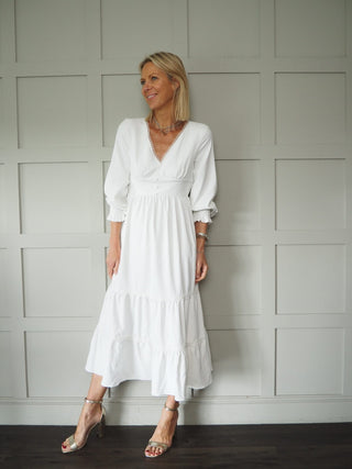 Holkham V-Neck Dress - Off White