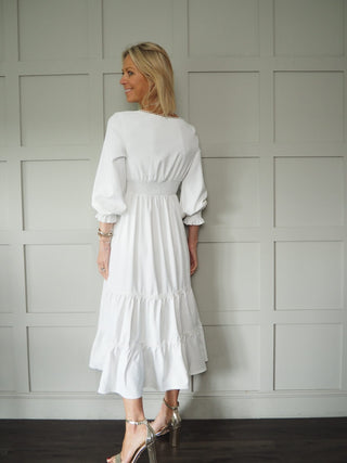 Holkham V-Neck Dress - Off White