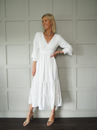 Holkham V-Neck Dress - Off White