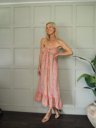 Sandi Aztec Strapless - Blue, Pink, Stone