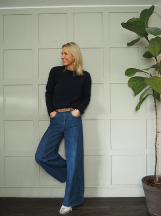 Karinne Crewe Neck Jumper by Soaked - Navy Marl