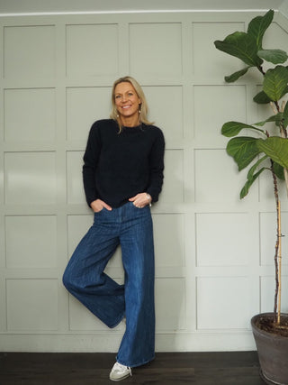 Karinne Crewe Neck Jumper by Soaked - Navy Marl