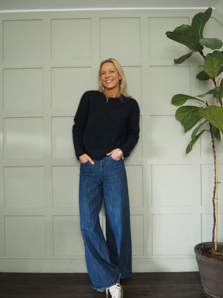 Karinne Crewe Neck Jumper by Soaked - Navy Marl