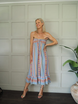 Sandi Aztec Strapless - Blue, Pink, Stone