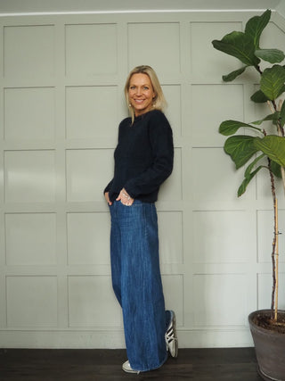 Karinne Crewe Neck Jumper by Soaked - Navy Marl