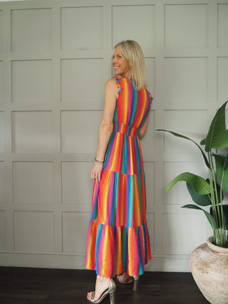 Lauren Maxi Dress - Blue, Rainbow, Red