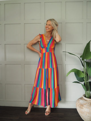 Lauren Maxi Dress - Blue, Rainbow, Red