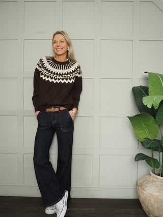 Kirkwall Fairisle Jumper - Chocolate