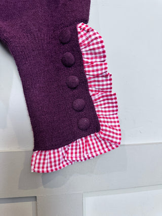 Blenheim Jumper with Gingham Details - Black, Burgundy